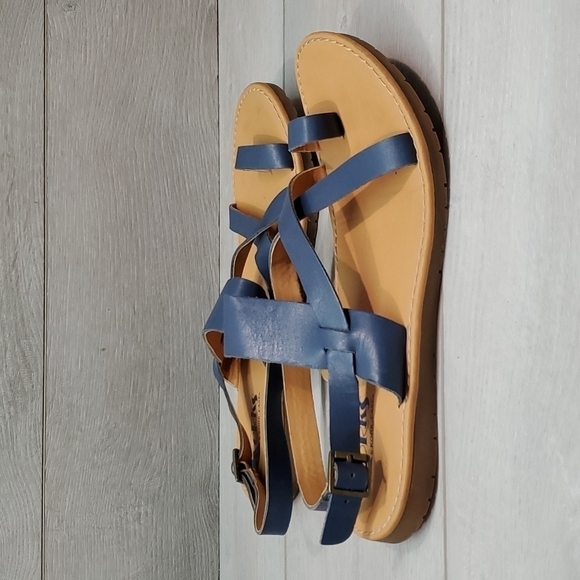 Korks by Kork-Ease Women Ankle Leather Sandals Loop Toe Flats sz 10M - Picture 3 of 13